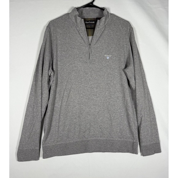 Barbour Batten Sweter Mens Medium Gray 1/2 Zip L/S Jumper Mock Neck Pullover - Picture 1 of 7